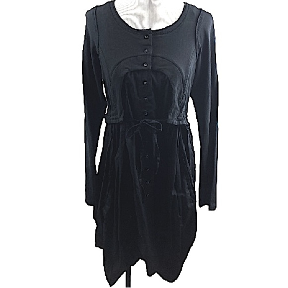 RUNDHOLZ black label • black balloon skirt lagenlook dress sz L EUC